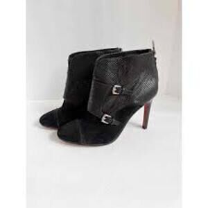 COACH Tina Ankle Boots in Black Size 10 Shoe Bootie BUCKLE BIKER HIGH HEEL